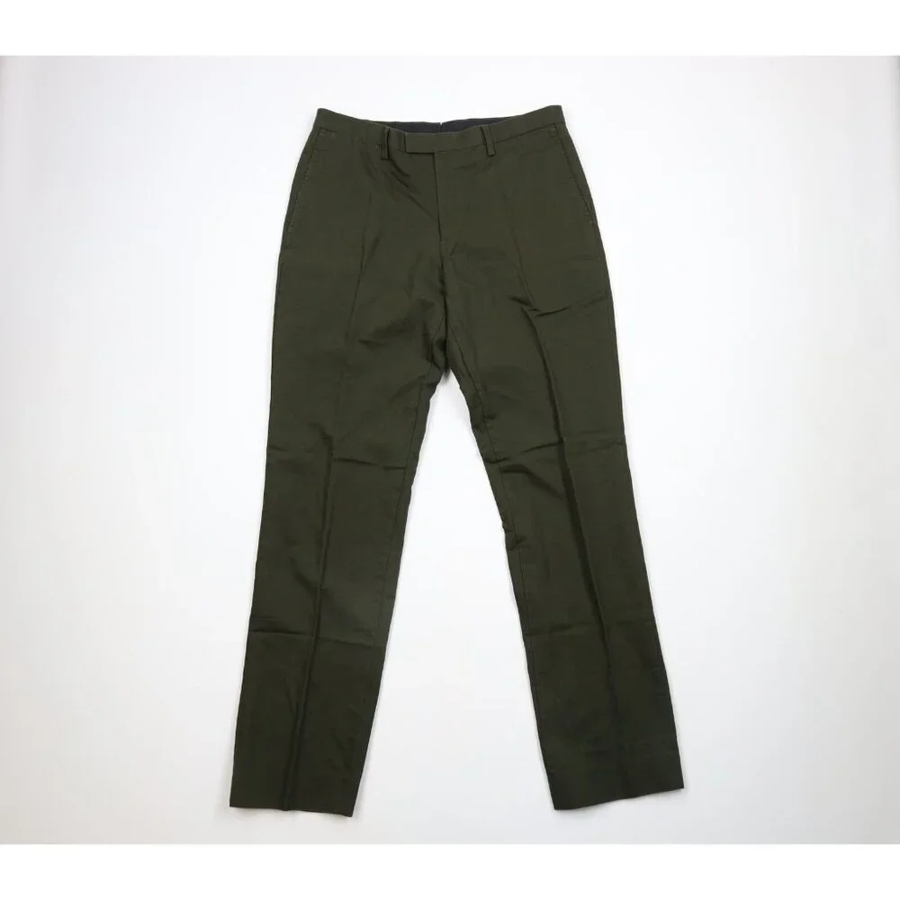 Banana Republic Mens Size 32x33 Flat Front Linen Blend Chinos Chino Pants Green